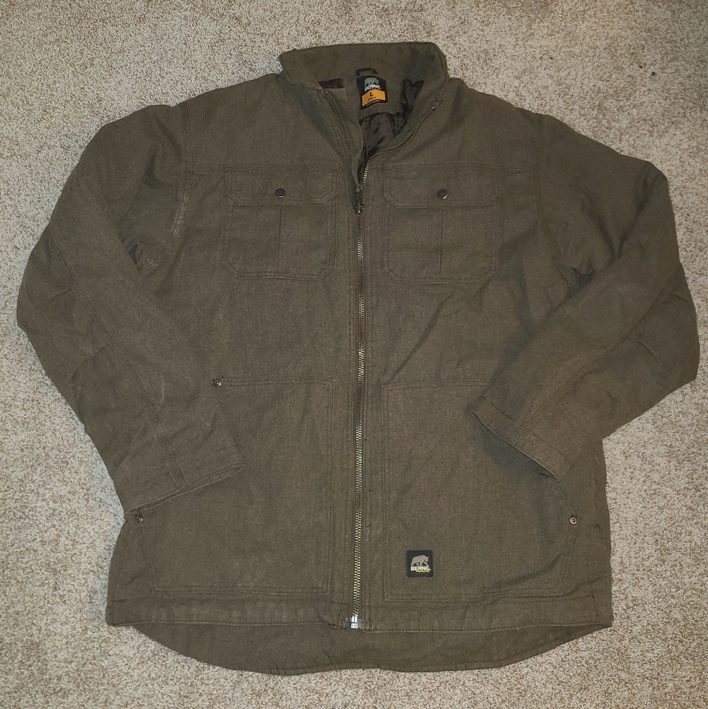Berne Workwear Coat Water Repellent Chore Coat In Bark Color Size Large Tall